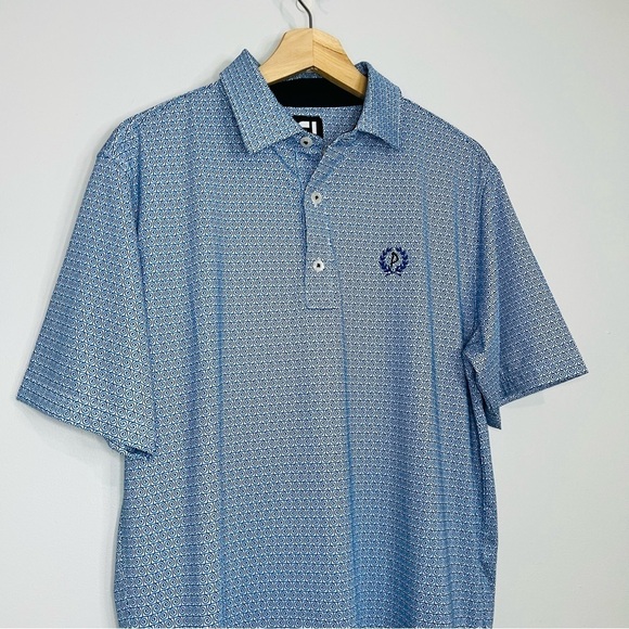 FootJoy Blue “Dunedin” Wave Overall Print Performance Polo S - Picture 2 of 7